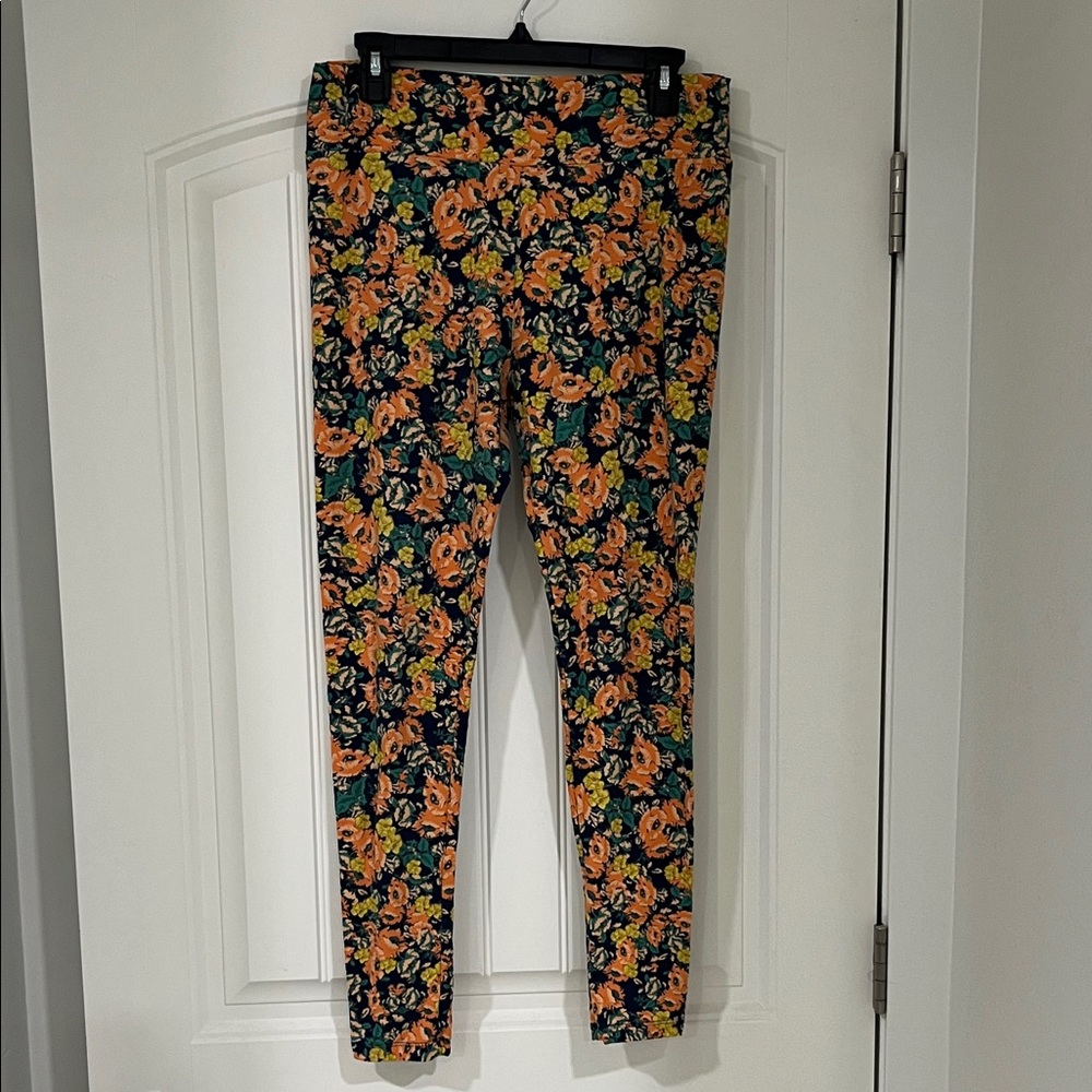 LuLaRoe Orange and Yellow Floral Leggings